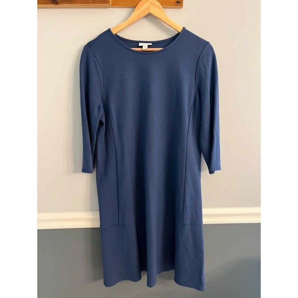 J.Jill Ponte Dress Blue Size Medium 3/4 Sleeves